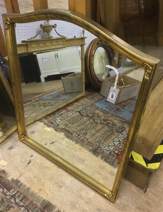 Rectangular wall mirror with shaped top